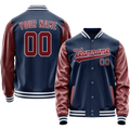 Personalized Blue & Brown Solid Color Varsity Letterman Jacket