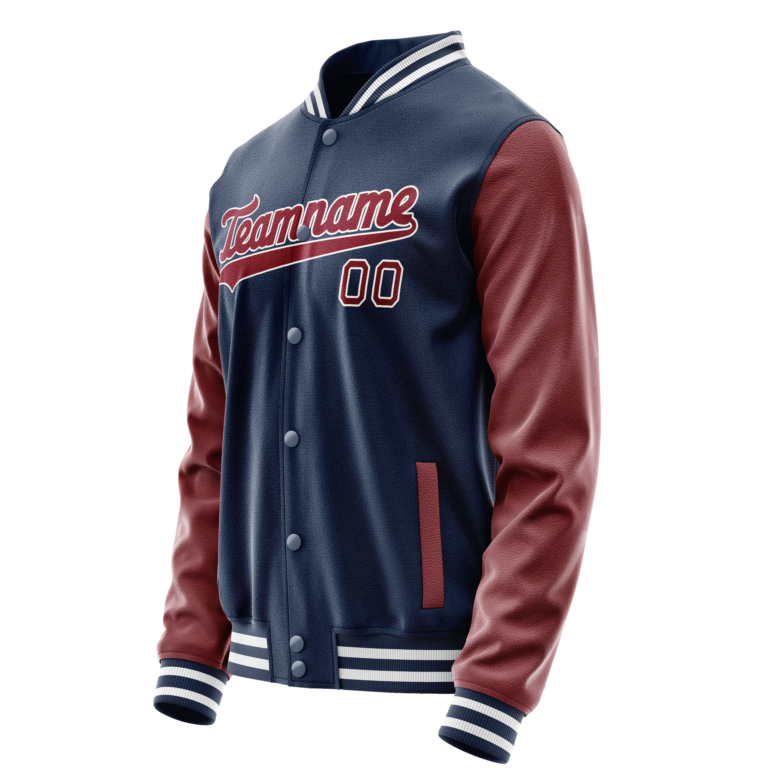 Personalized Blue & Brown Solid Color Varsity Letterman Jacket