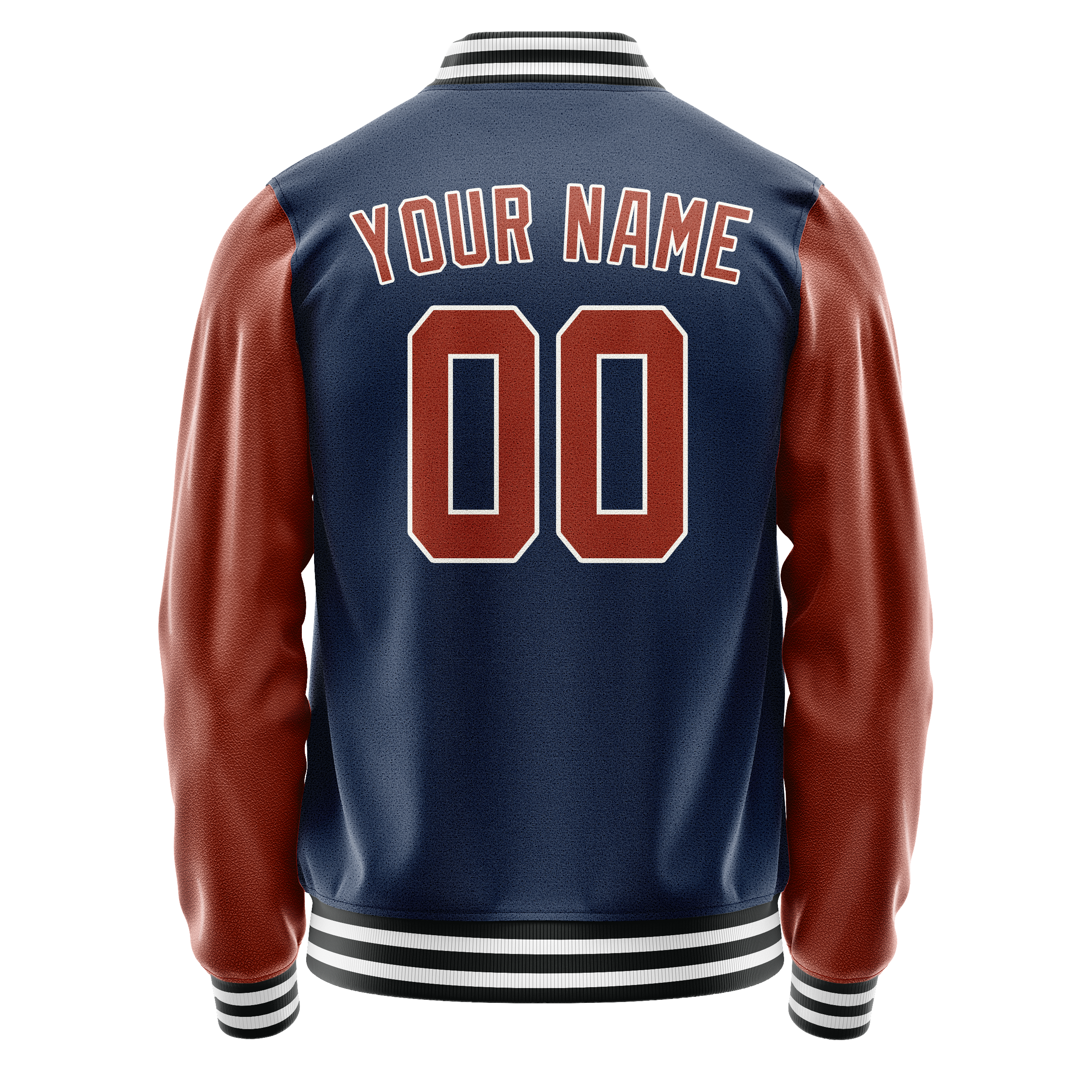 Personalized Blue & Brown Solid Color Varsity Letterman Jacket