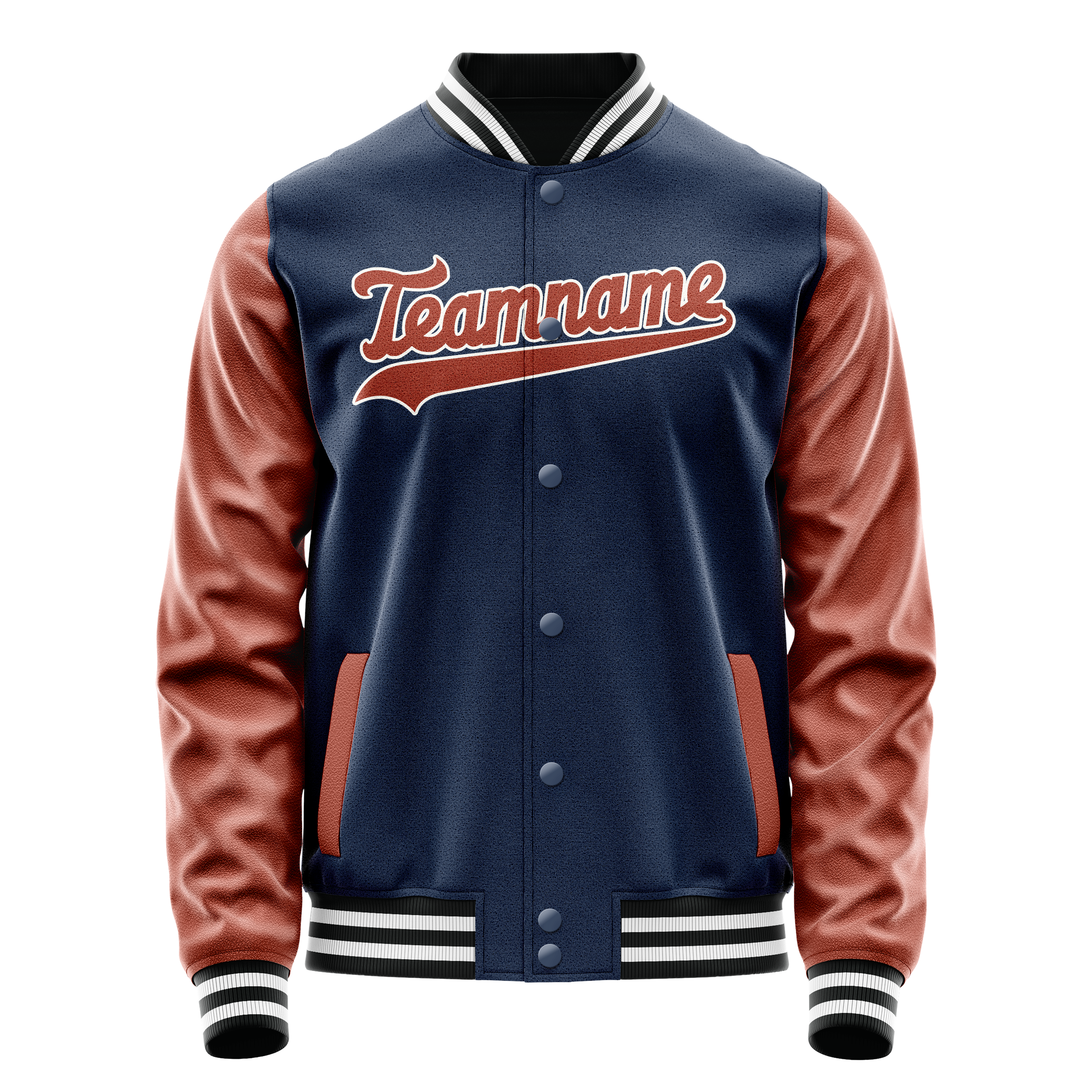 Personalized Blue & Brown Solid Color Varsity Letterman Jacket