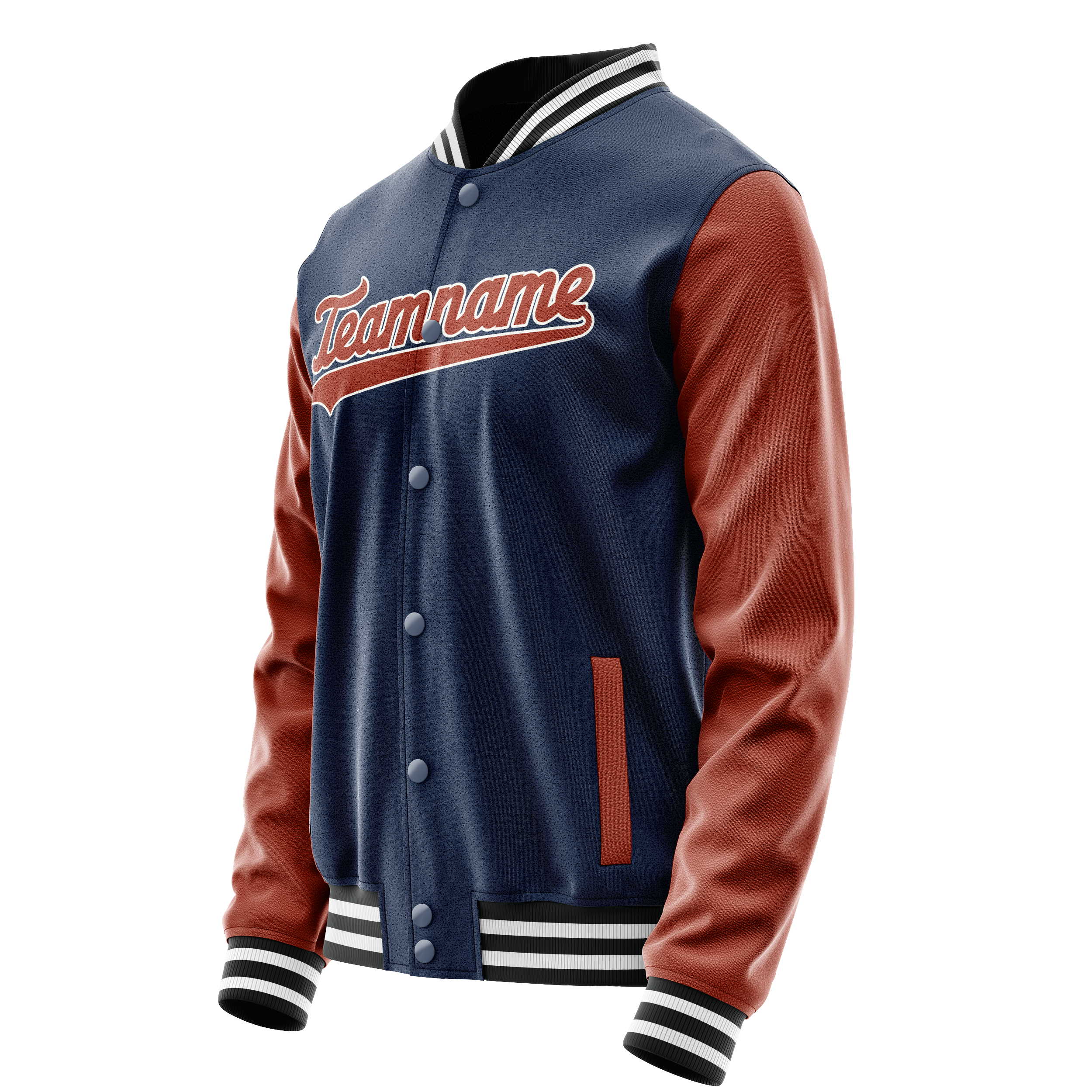 Personalized Blue & Brown Solid Color Varsity Letterman Jacket