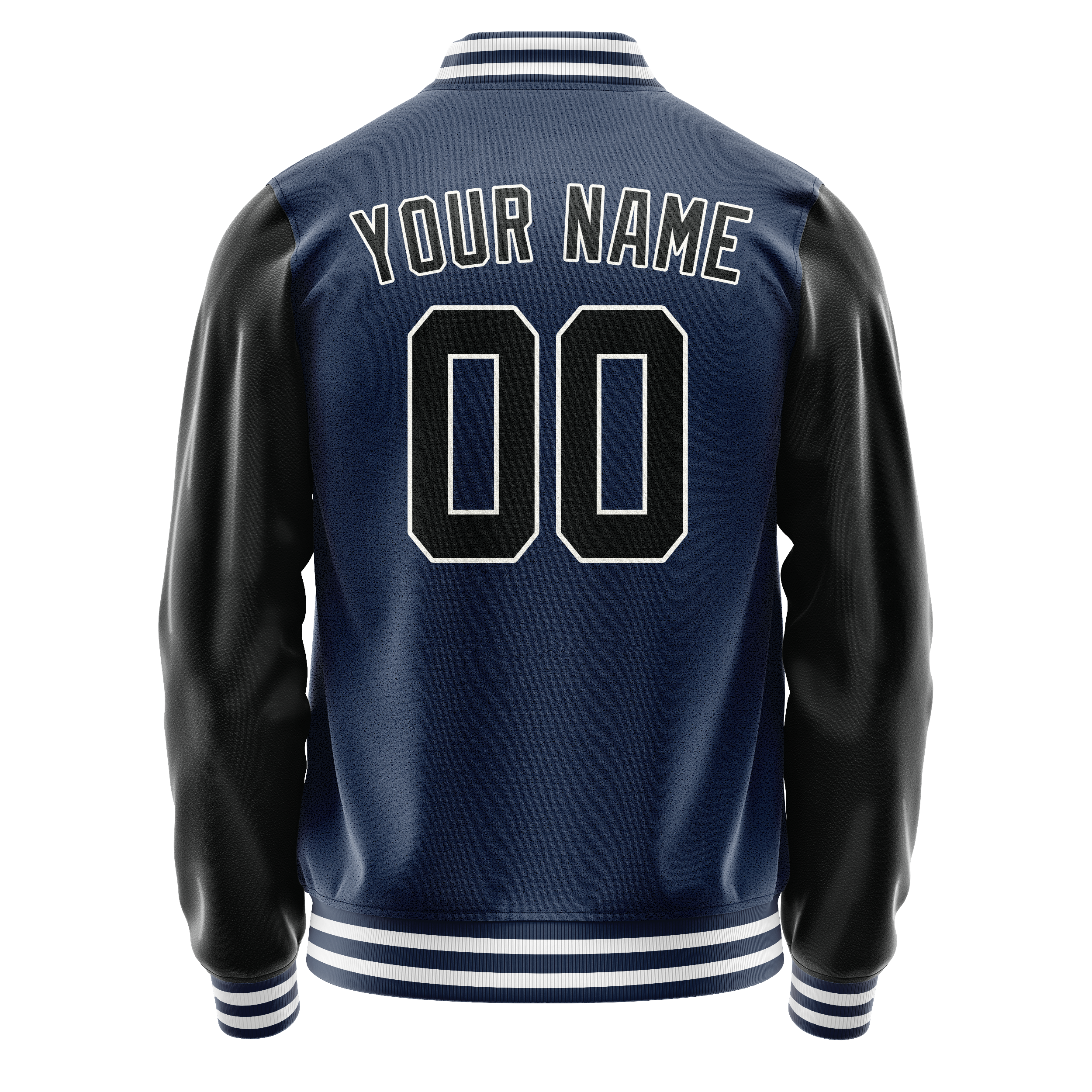 Personalized Blue & Black Solid Color Varsity Letterman Jacket