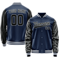 Personalized Blue & Black Solid Color Varsity Letterman Jacket