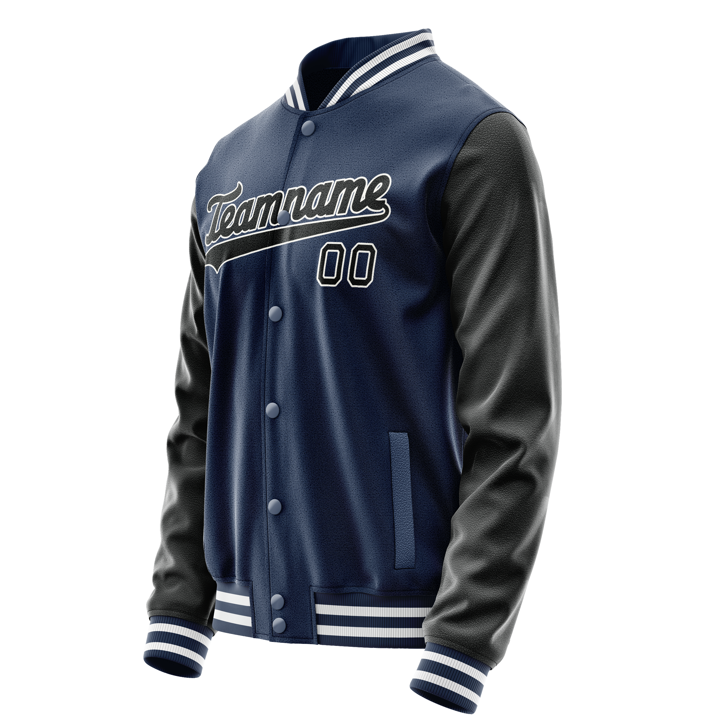 Personalized Blue & Black Solid Color Varsity Letterman Jacket