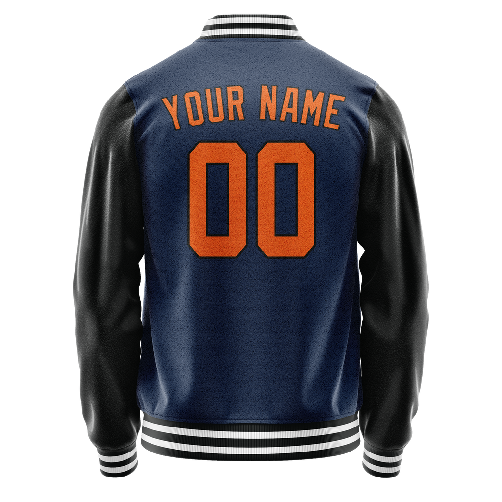 Personalized Blue & Black Solid Color Varsity Letterman Jacket