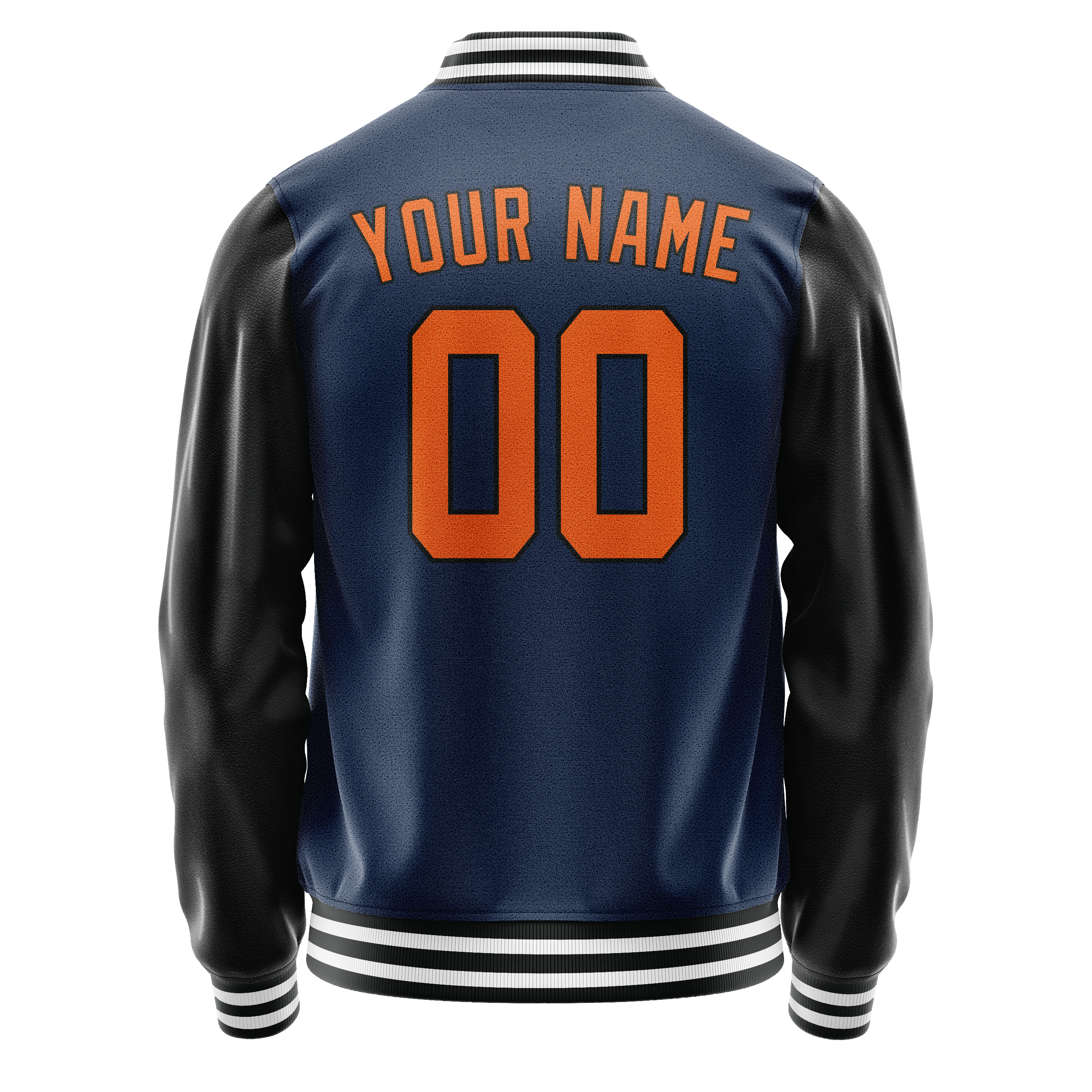 Personalized Blue & Black Solid Color Varsity Letterman Jacket