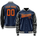 Personalized Blue & Black Solid Color Varsity Letterman Jacket