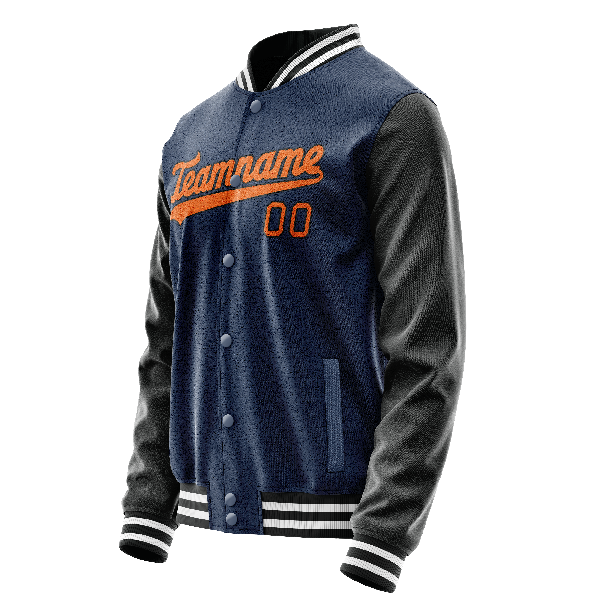 Personalized Blue & Black Solid Color Varsity Letterman Jacket