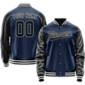Personalized Blue & Black Solid Color Varsity Letterman Jacket