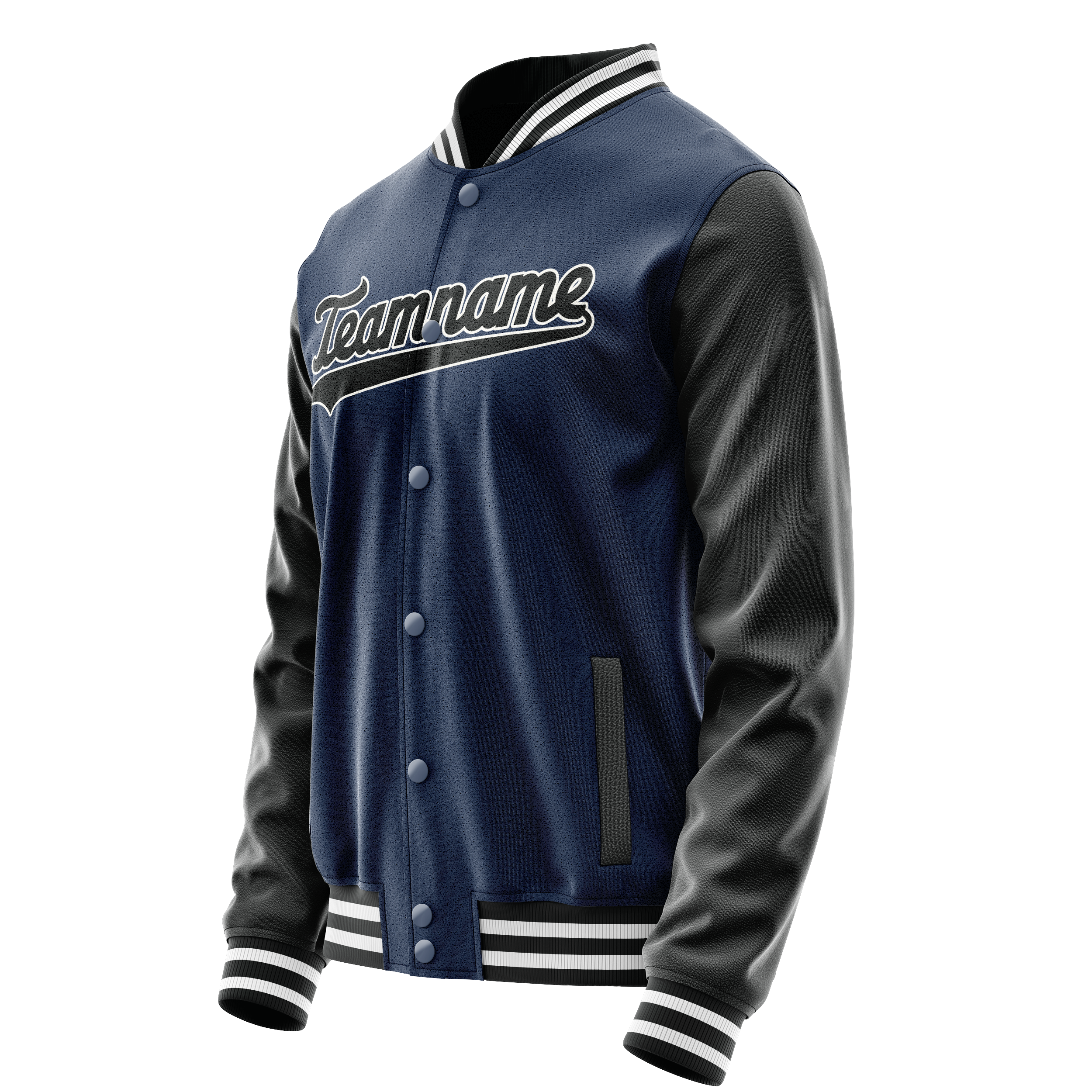 Personalized Blue & Black Solid Color Varsity Letterman Jacket