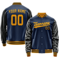 Personalized Blue & Black Solid Color Varsity Letterman Jacket