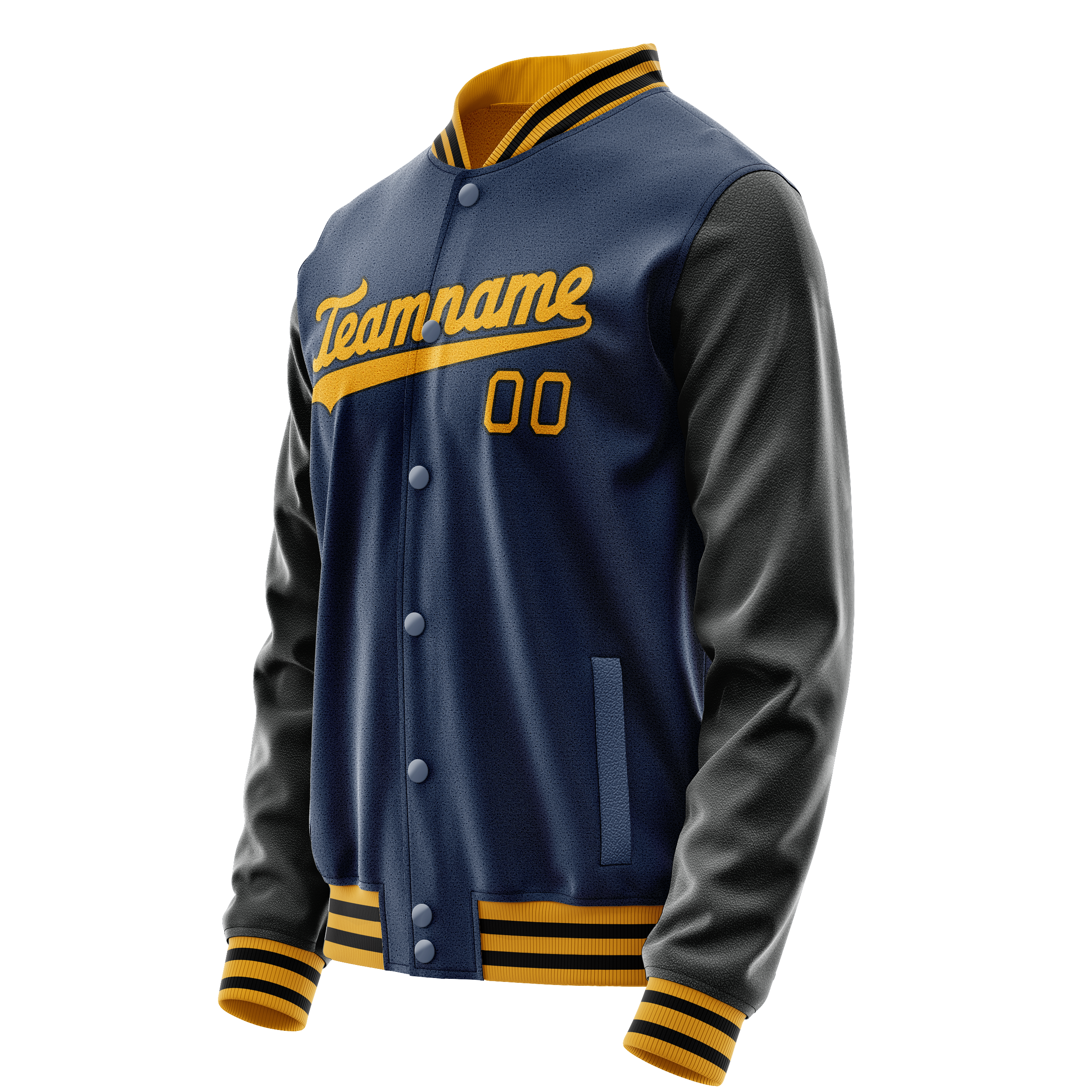Personalized Blue & Black Solid Color Varsity Letterman Jacket