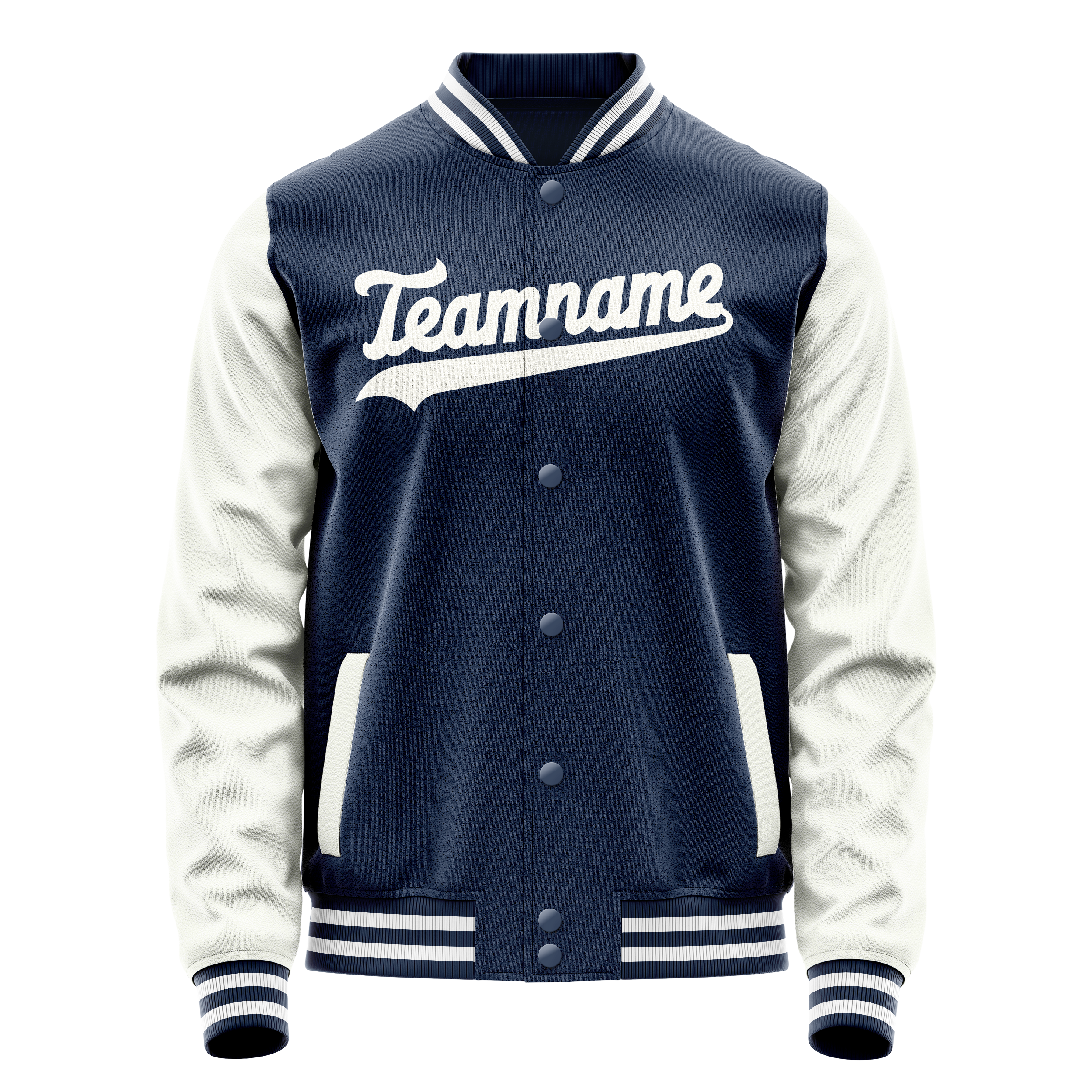 Personalized Blue & White Solid Color Varsity Letterman Jacket