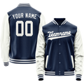 Personalized Blue & White Solid Color Varsity Letterman Jacket