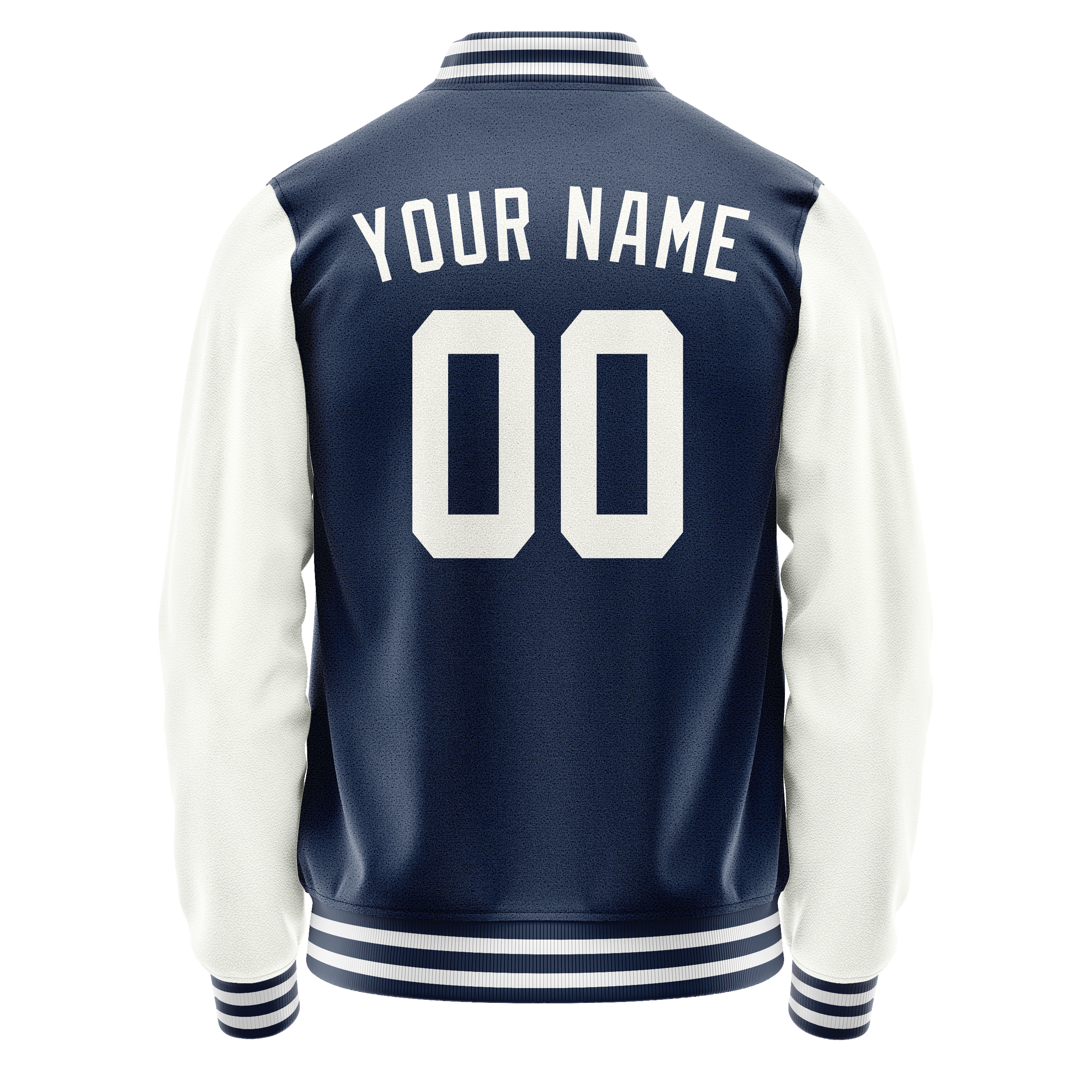 Personalized Blue & White Solid Color Varsity Letterman Jacket