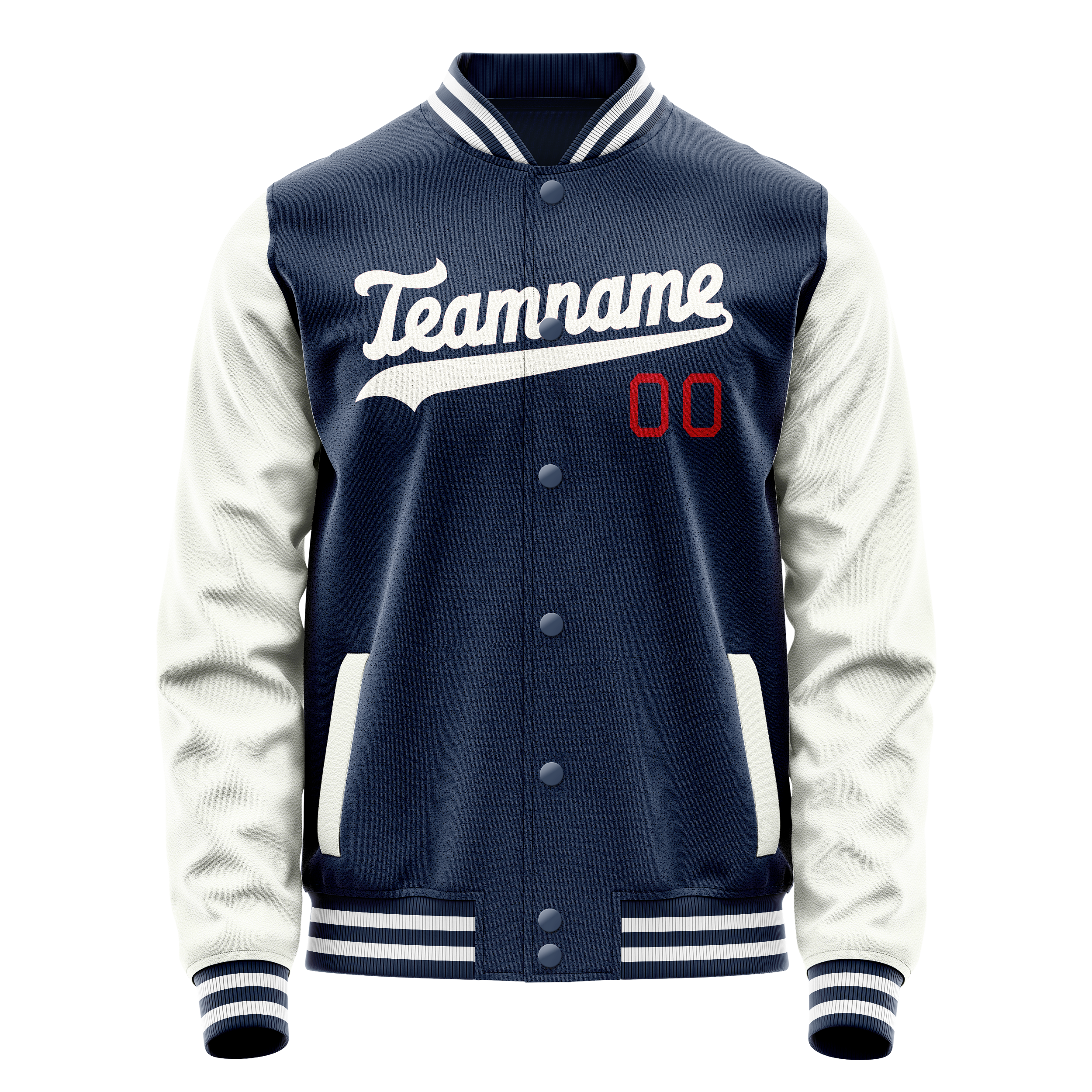 Personalized Blue & White Solid Color Varsity Letterman Jacket