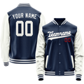 Personalized Blue & White Solid Color Varsity Letterman Jacket