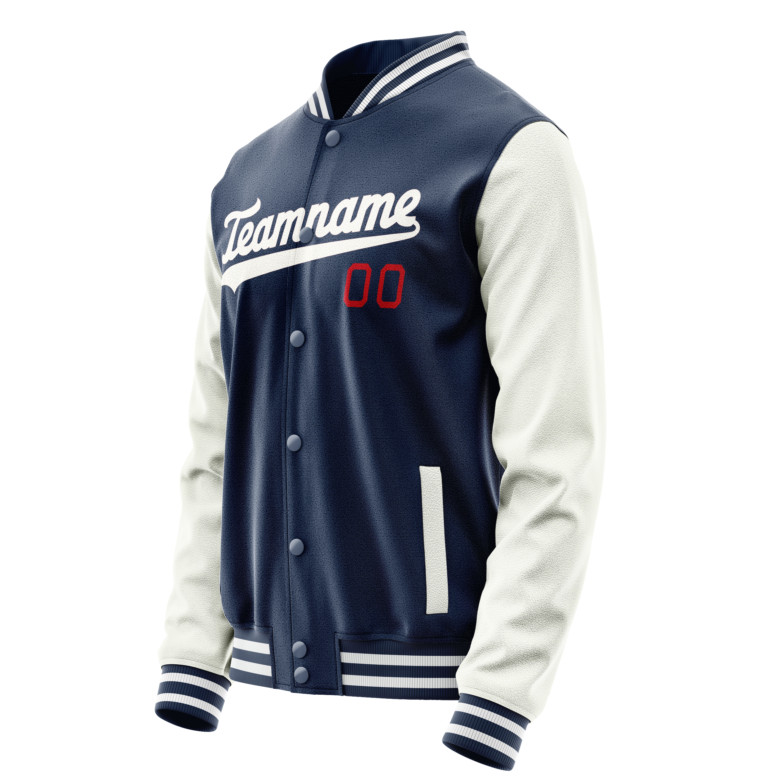 Personalized Blue & White Solid Color Varsity Letterman Jacket