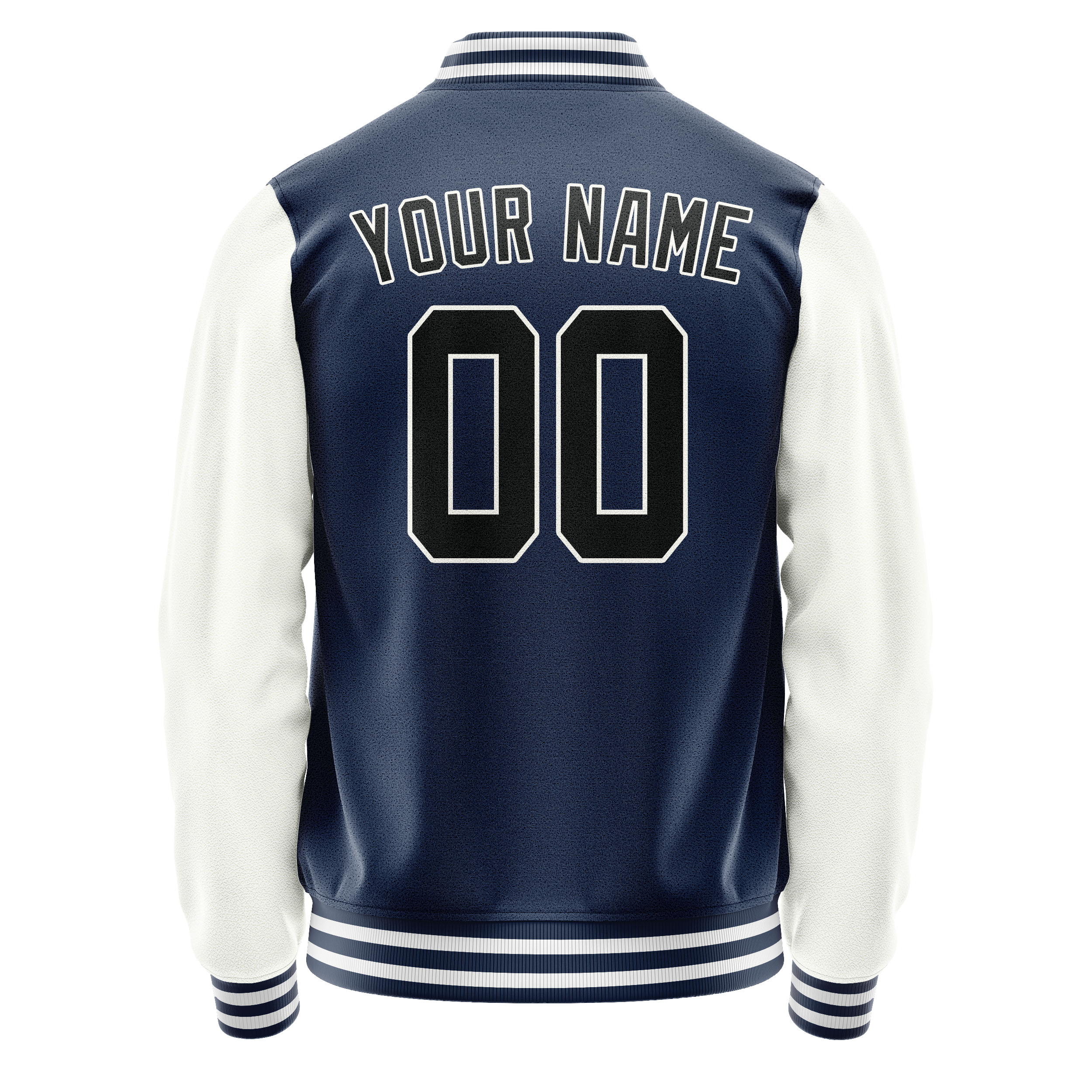 Personalized Blue & White Solid Color Varsity Letterman Jacket
