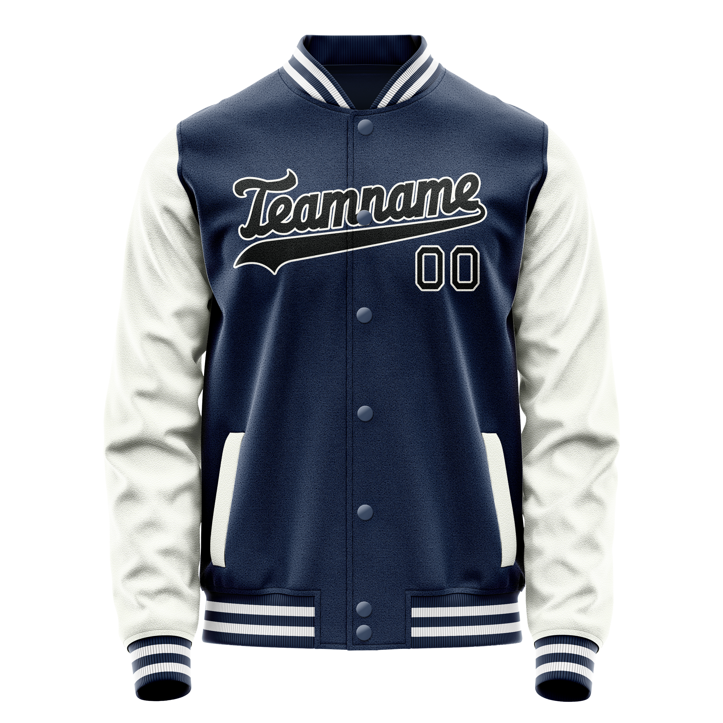 Personalized Blue & White Solid Color Varsity Letterman Jacket