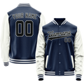 Personalized Blue & White Solid Color Varsity Letterman Jacket