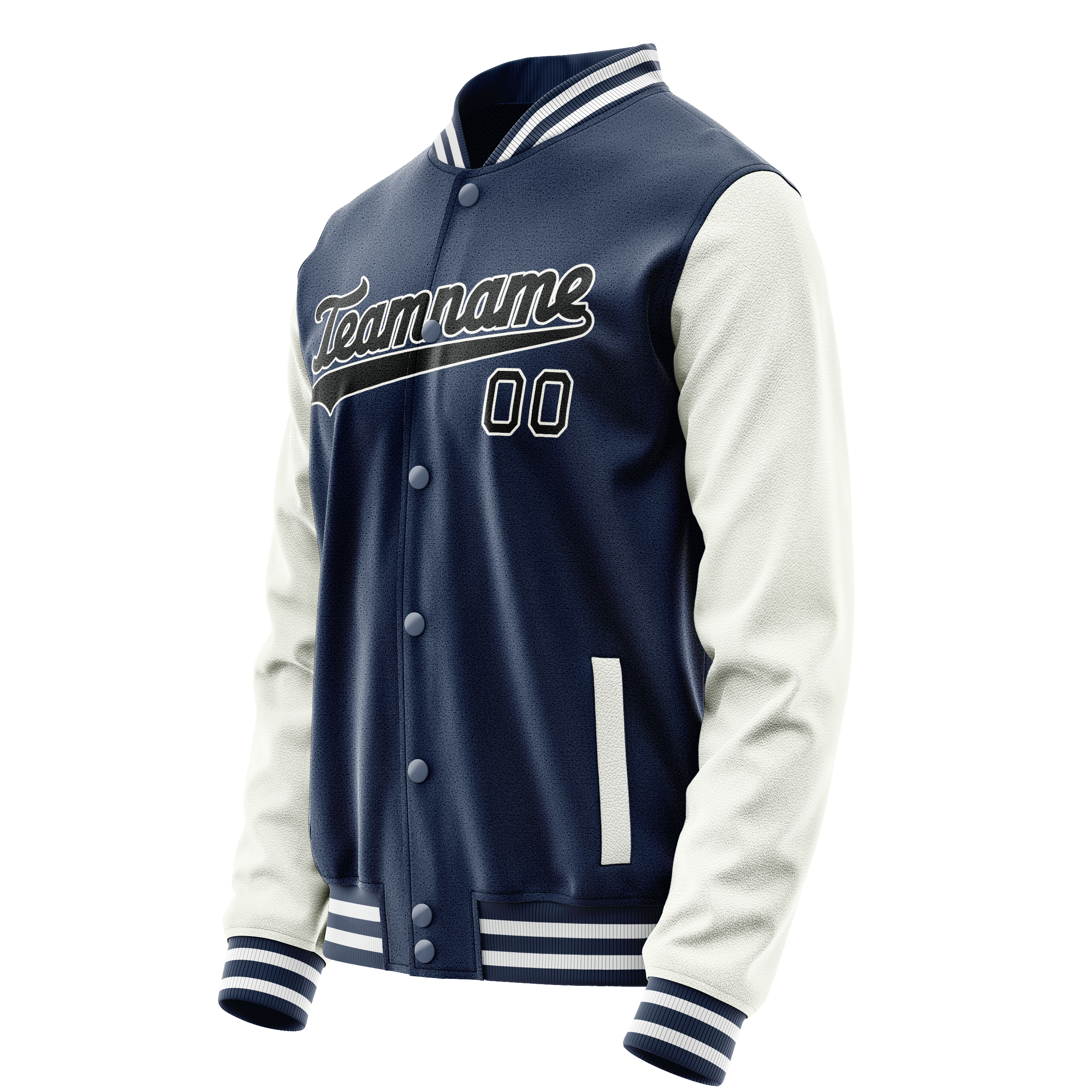 Personalized Blue & White Solid Color Varsity Letterman Jacket