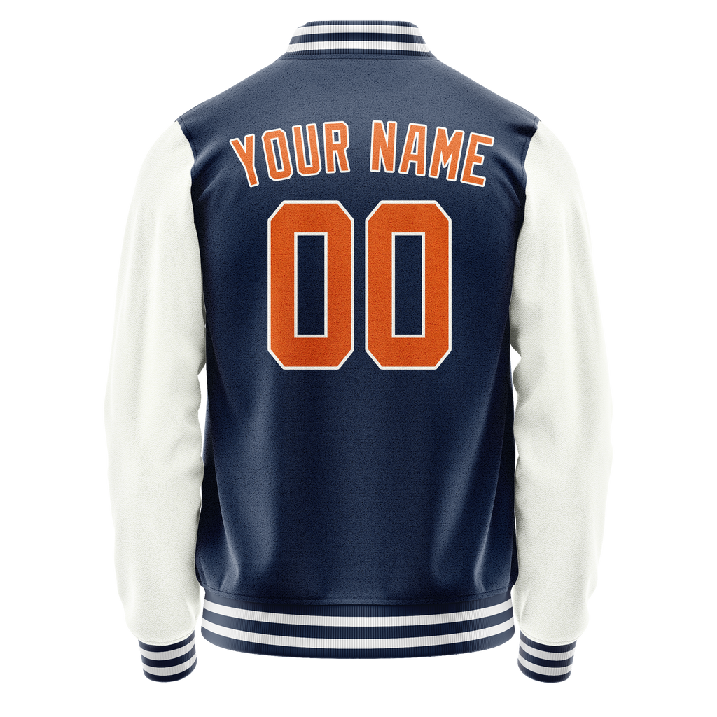 Personalized Blue & White Solid Color Varsity Letterman Jacket