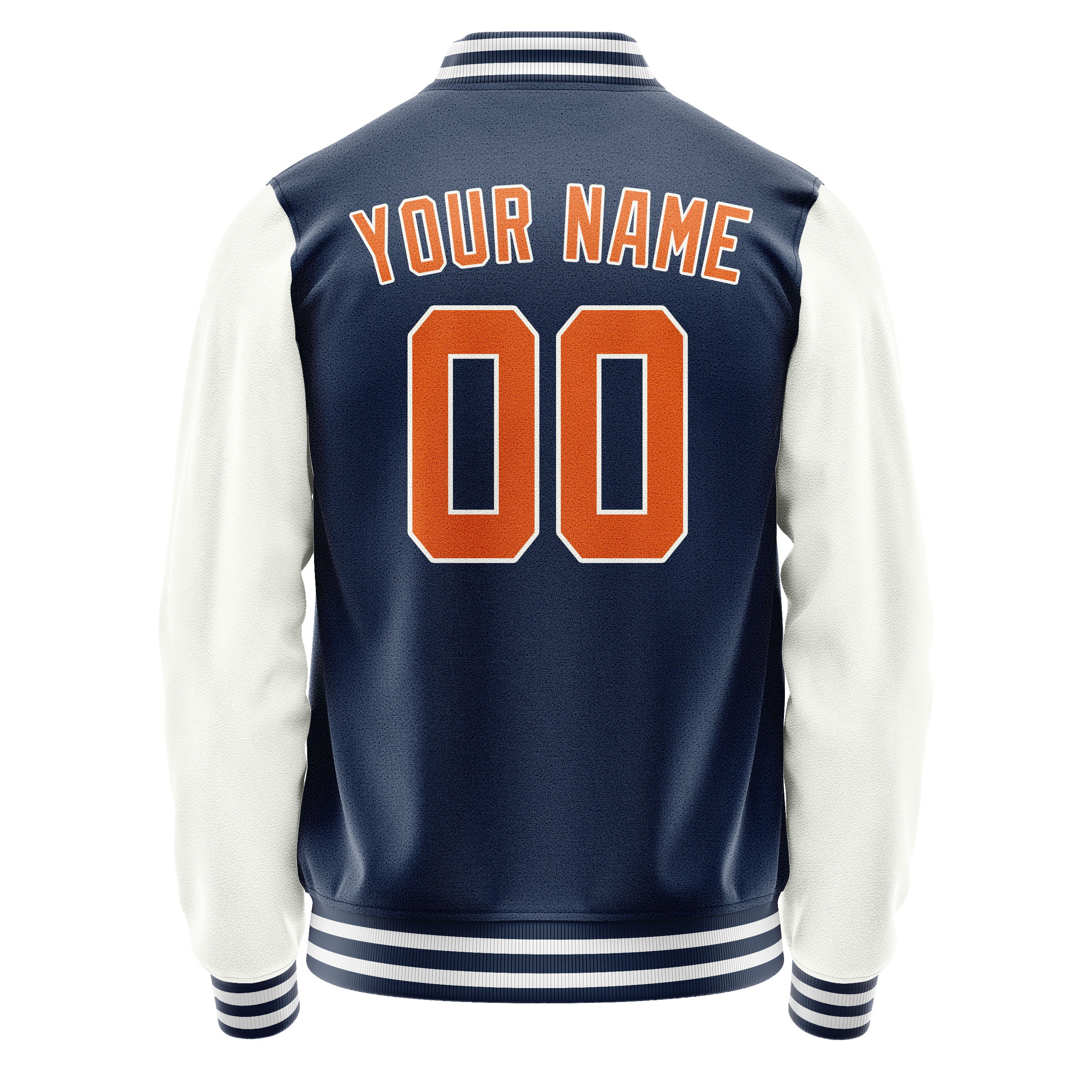 Personalized Blue & White Solid Color Varsity Letterman Jacket