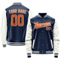 Personalized Blue & White Solid Color Varsity Letterman Jacket
