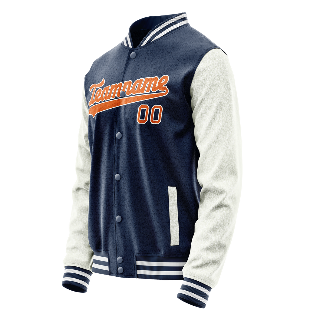 Personalized Blue & White Solid Color Varsity Letterman Jacket