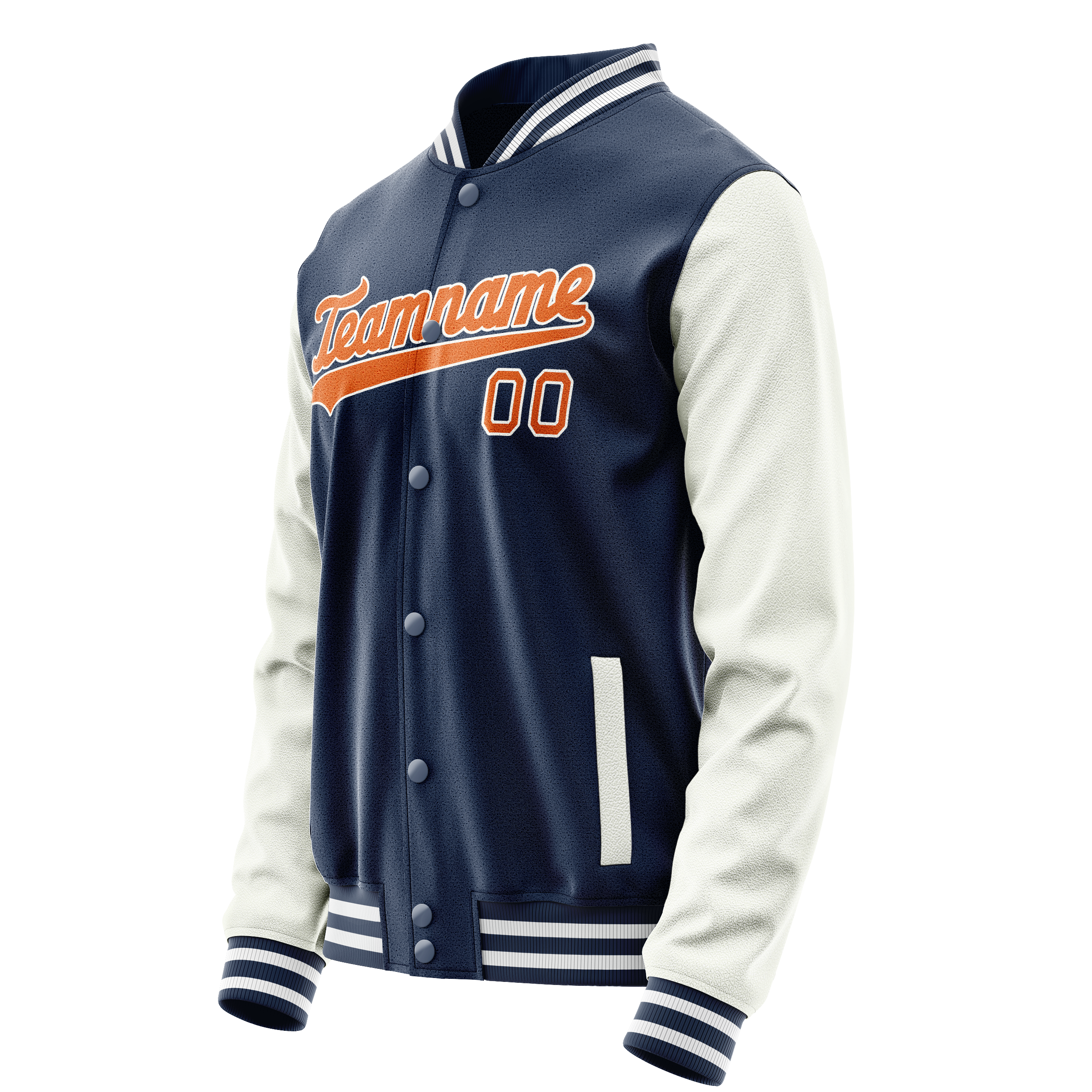 Personalized Blue & White Solid Color Varsity Letterman Jacket