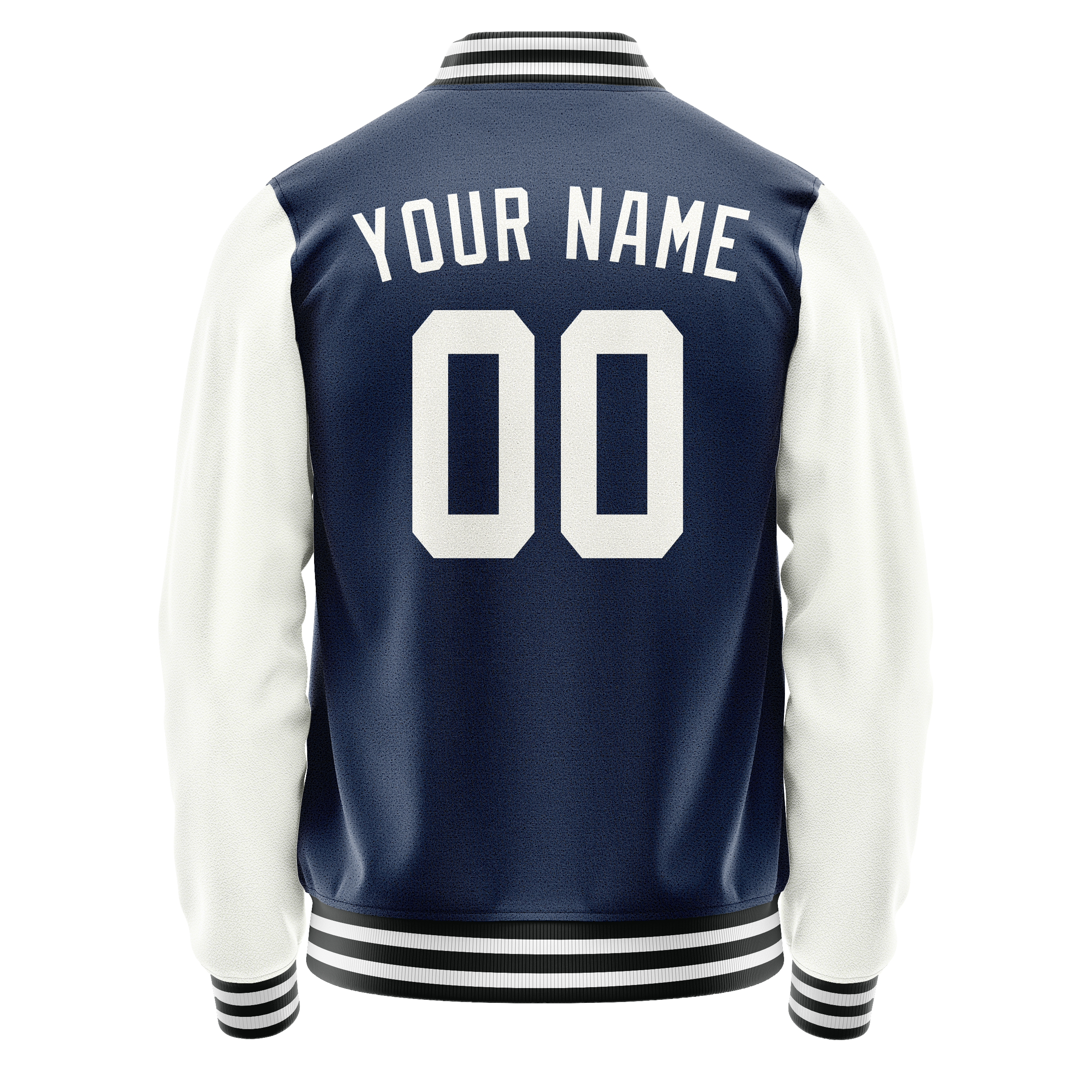 Personalized Blue & White Solid Color Varsity Letterman Jacket