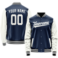 Personalized Blue & White Solid Color Varsity Letterman Jacket