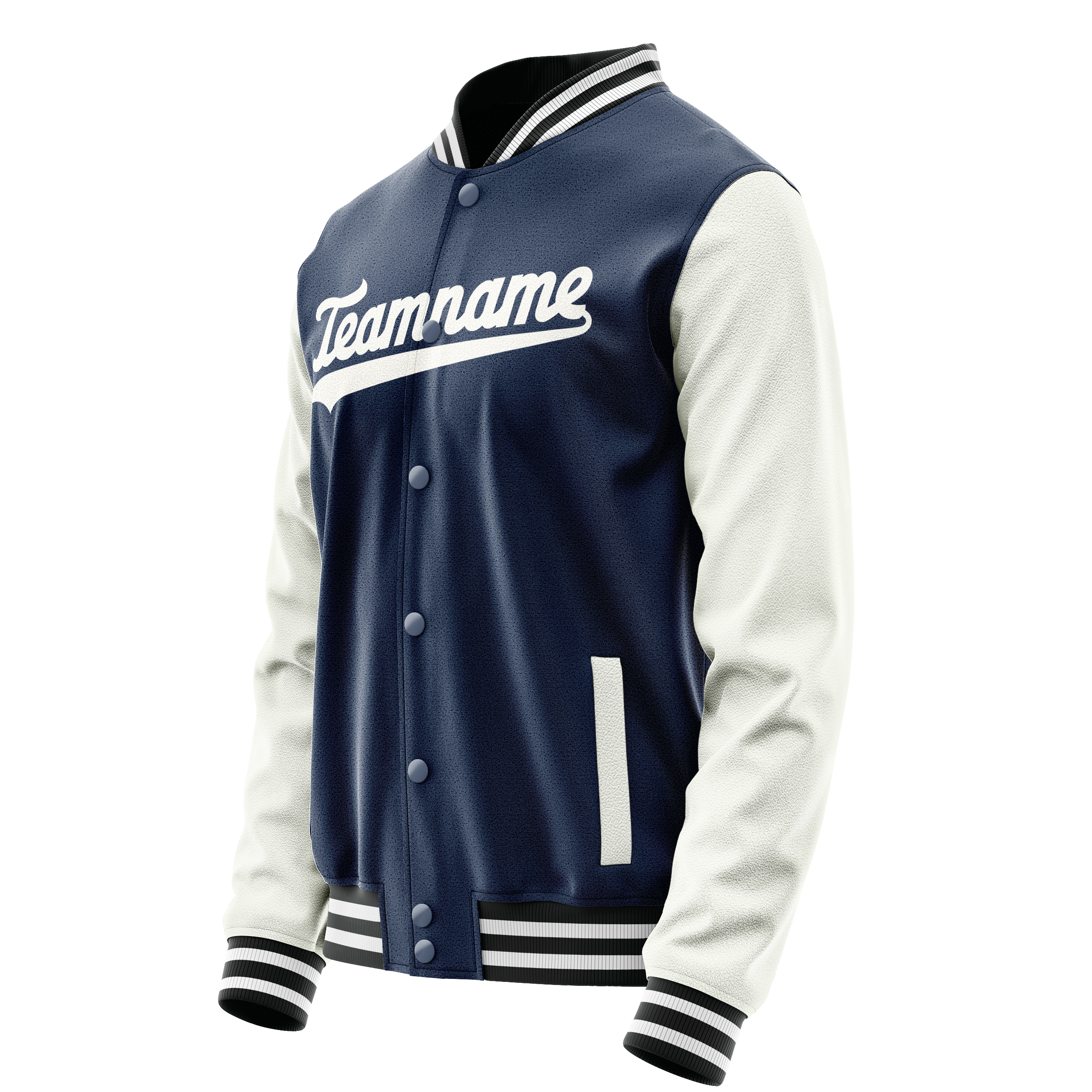 Personalized Blue & White Solid Color Varsity Letterman Jacket