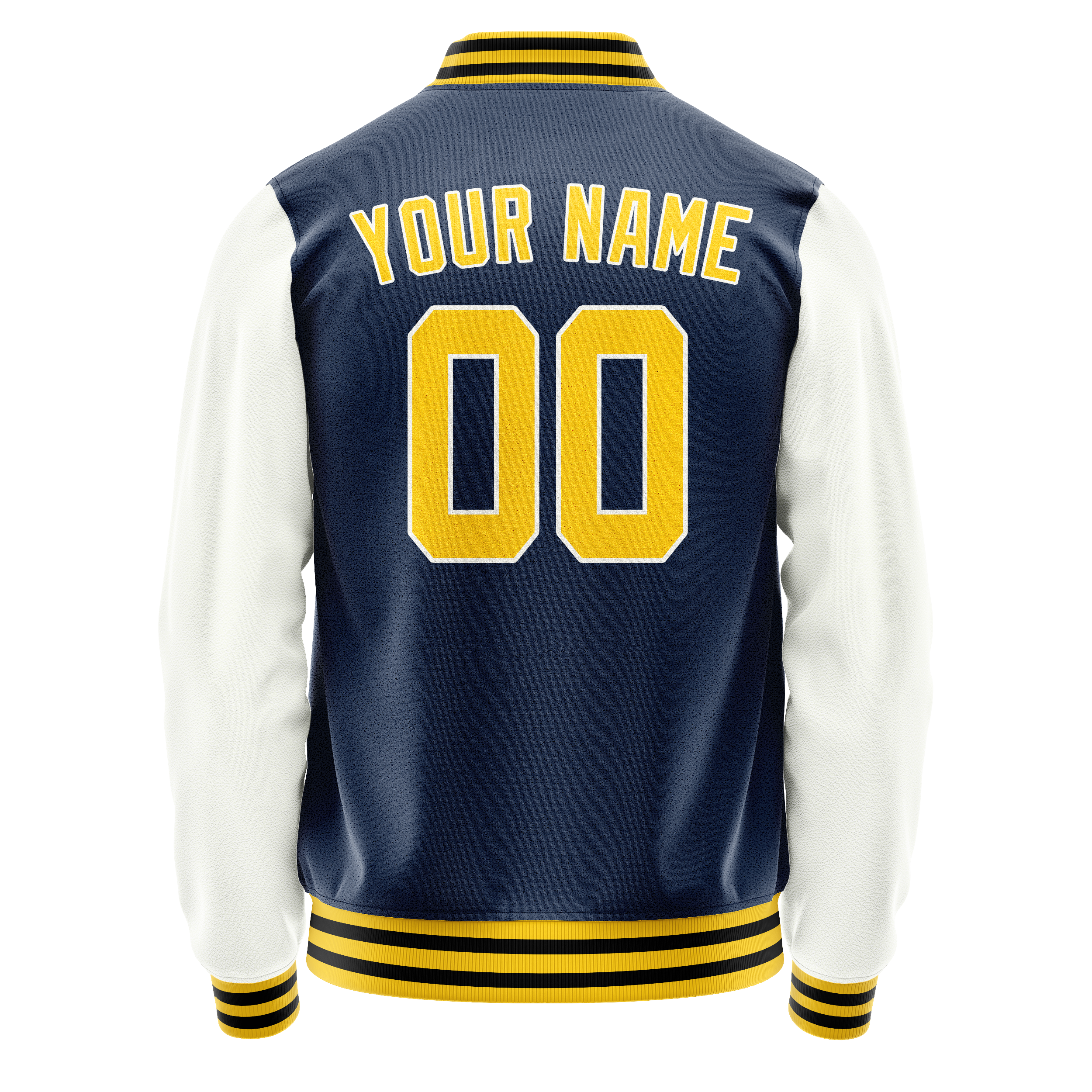 Personalized Blue & White Solid Color Varsity Letterman Jacket