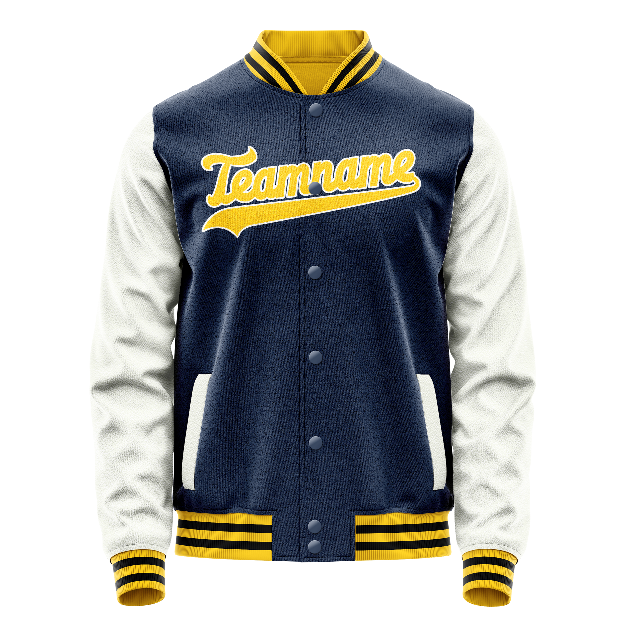 Personalized Blue & White Solid Color Varsity Letterman Jacket