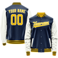 Personalized Blue & White Solid Color Varsity Letterman Jacket