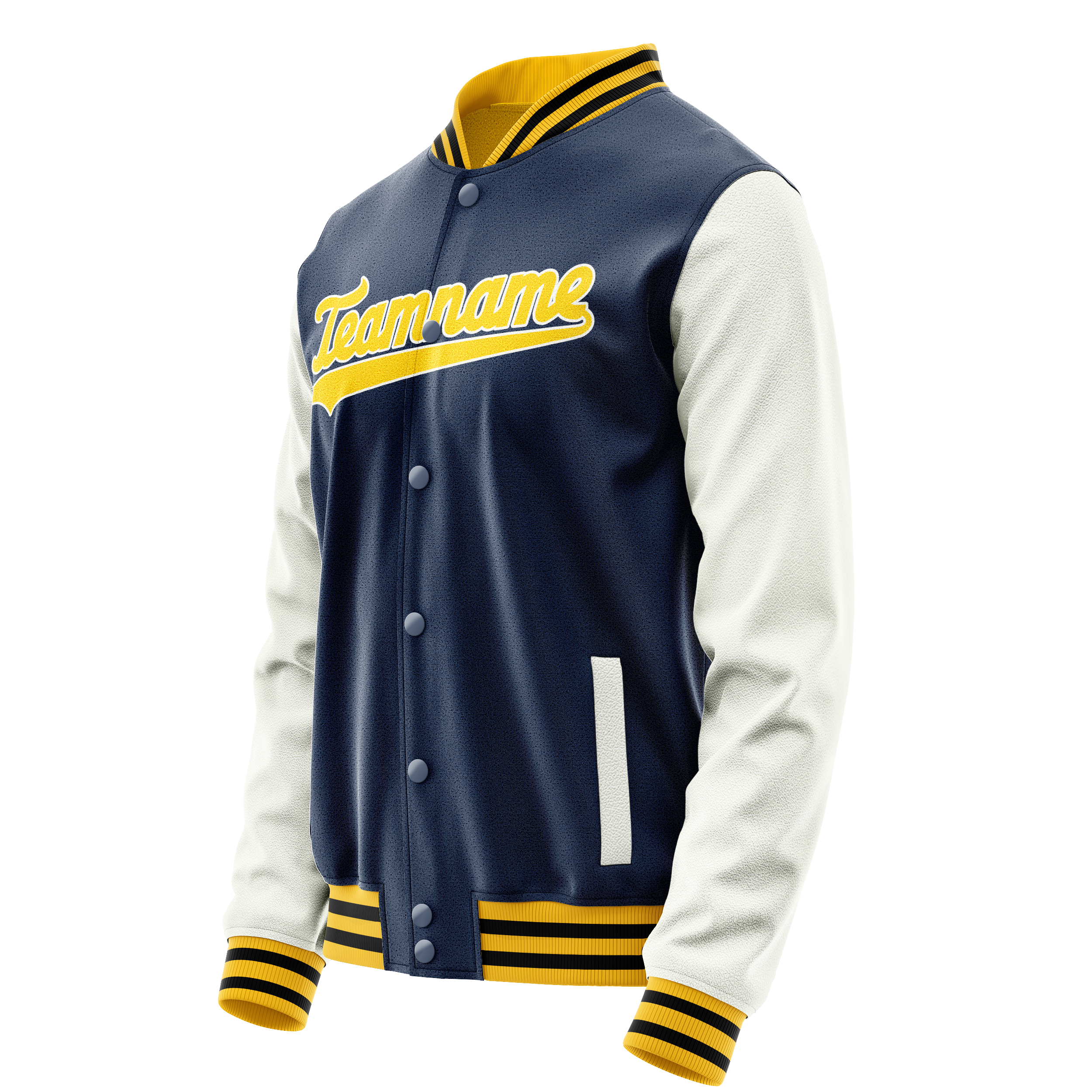 Personalized Blue & White Solid Color Varsity Letterman Jacket