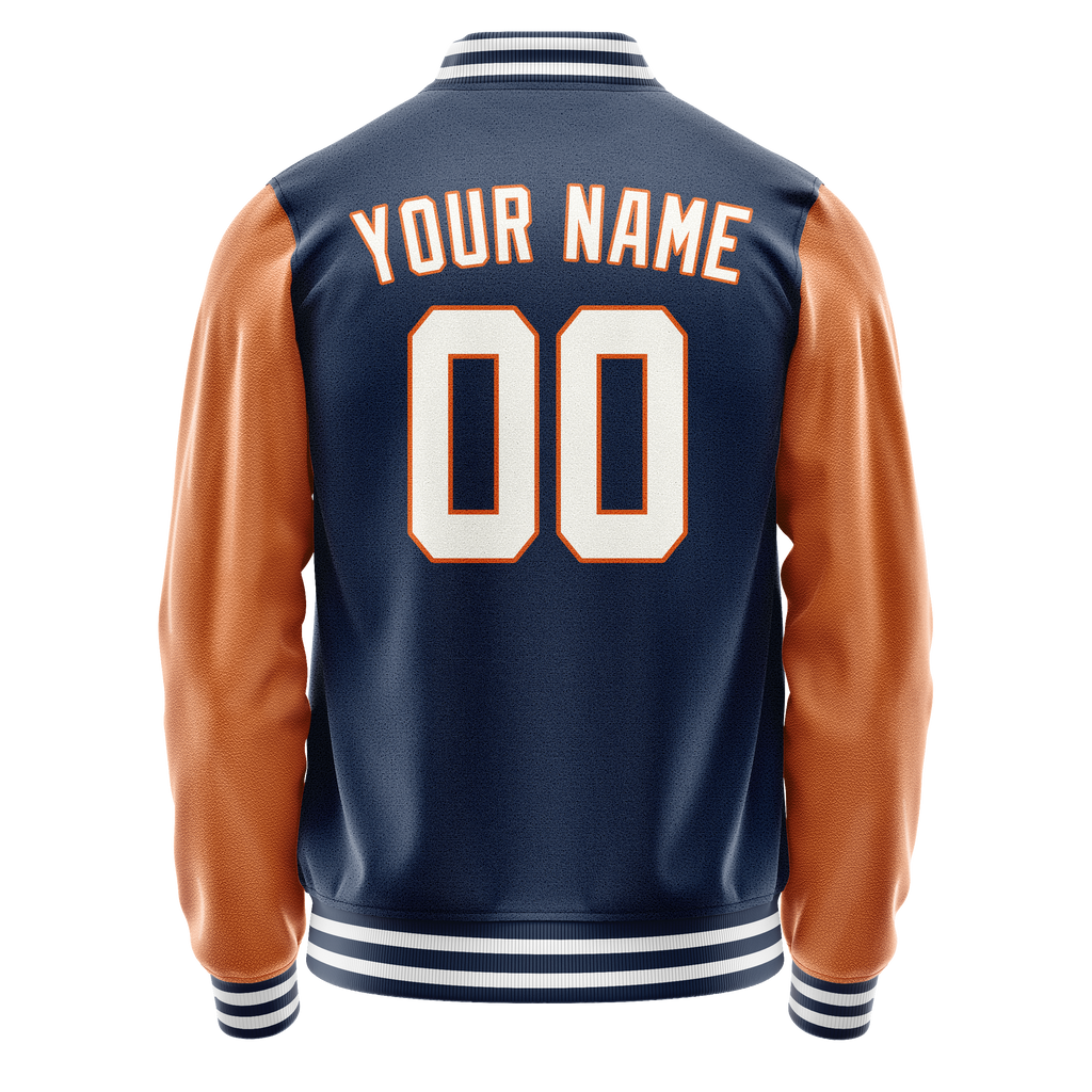 Personalized Blue & Texas-Orange Solid Color Varsity Letterman Jacket
