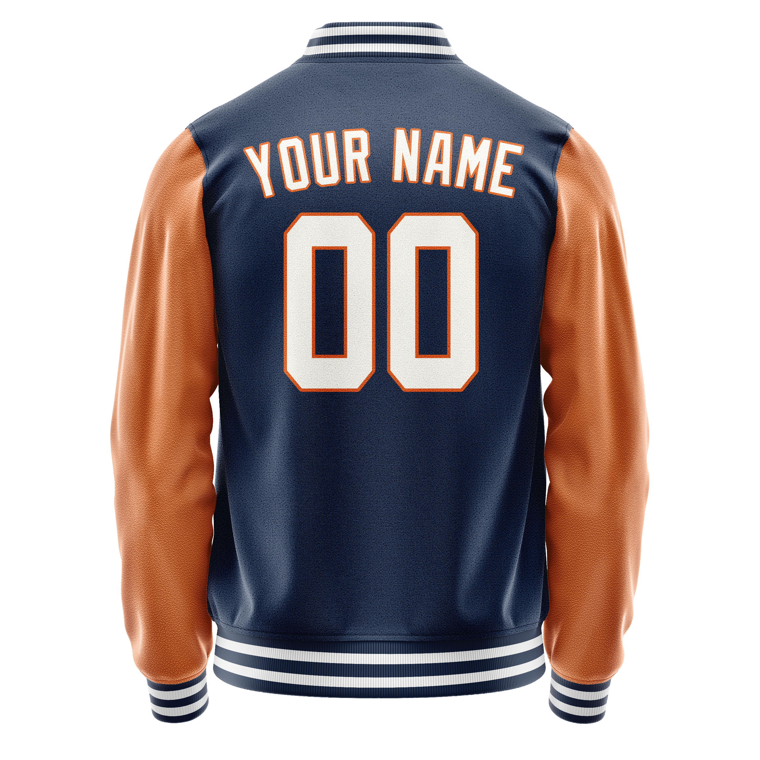 Personalized Blue & Texas-Orange Solid Color Varsity Letterman Jacket