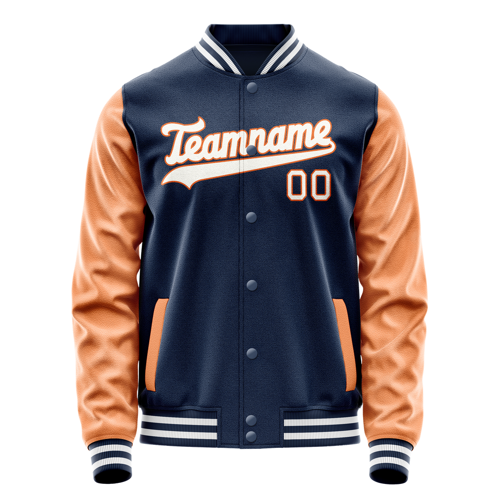 Personalized Blue & Texas-Orange Solid Color Varsity Letterman Jacket
