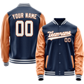 Personalized Blue & Texas-Orange Solid Color Varsity Letterman Jacket