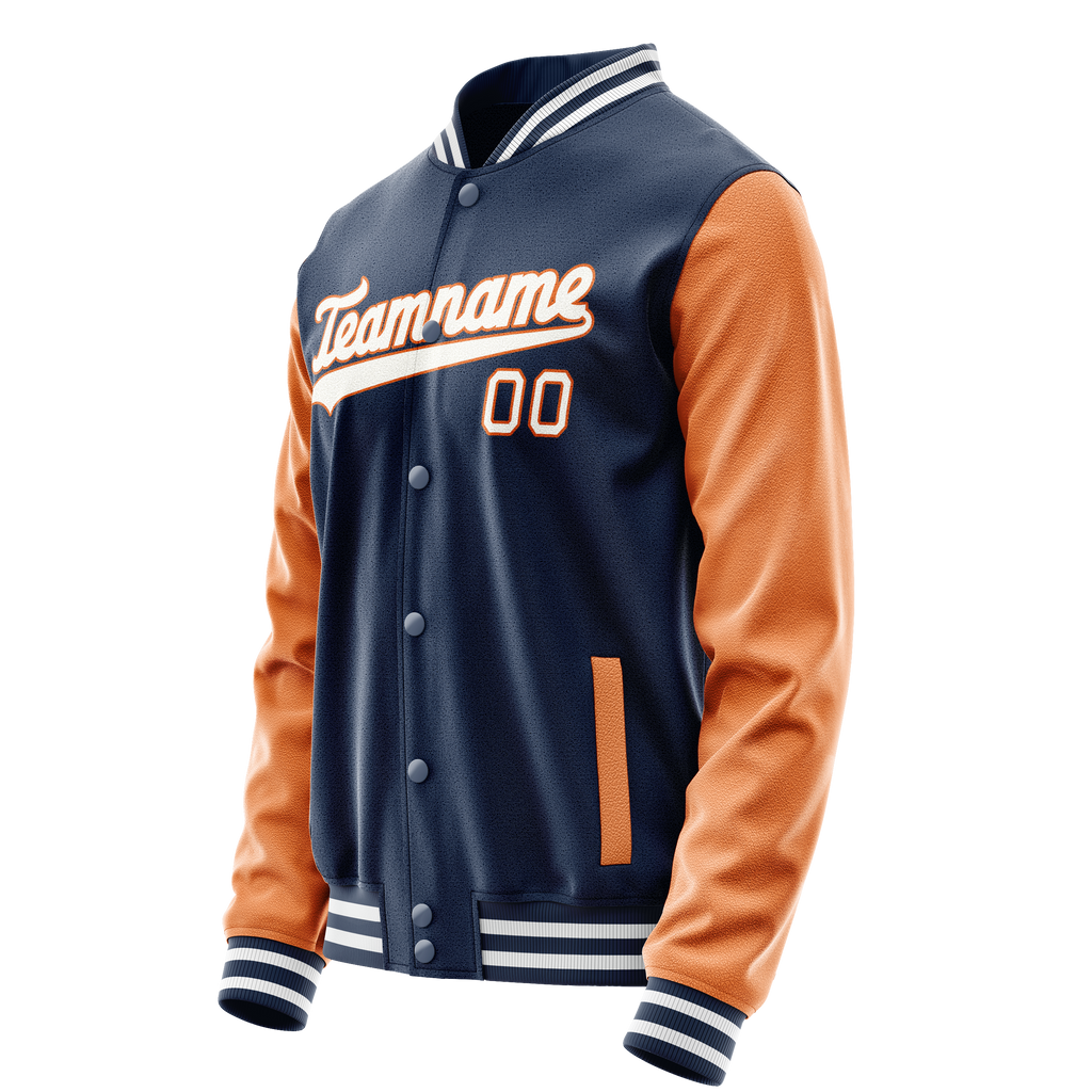Personalized Blue & Texas-Orange Solid Color Varsity Letterman Jacket