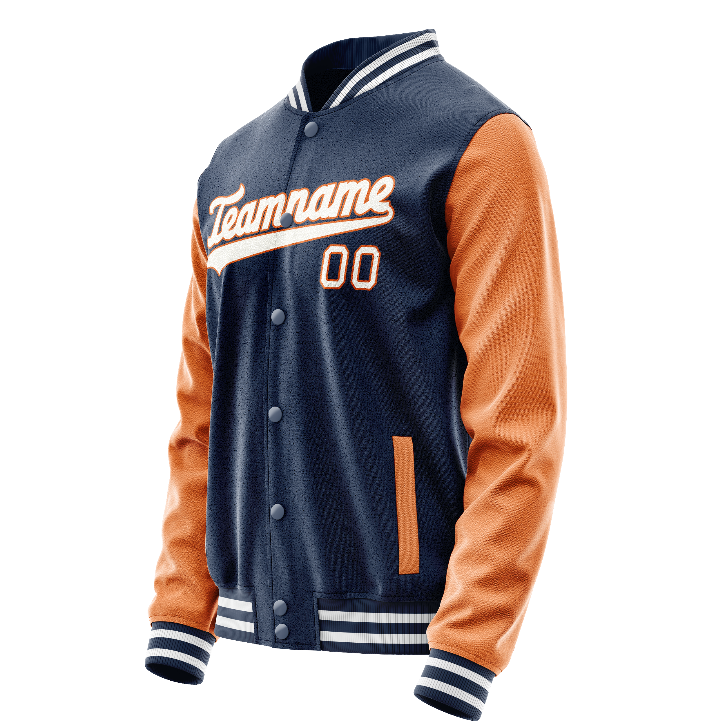 Personalized Blue & Texas-Orange Solid Color Varsity Letterman Jacket