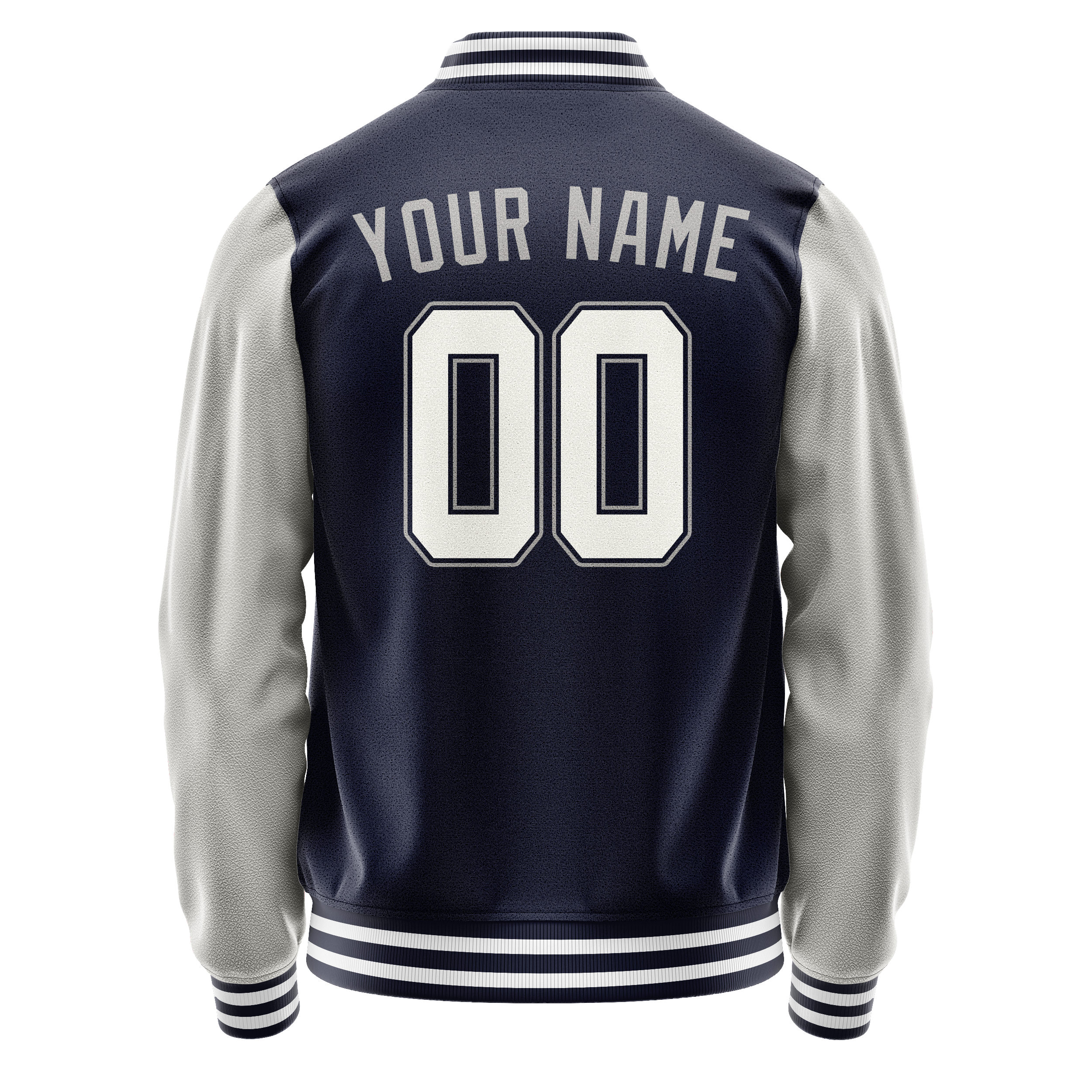 Personalized Navy & Gray Solid Color Varsity Letterman Jacket