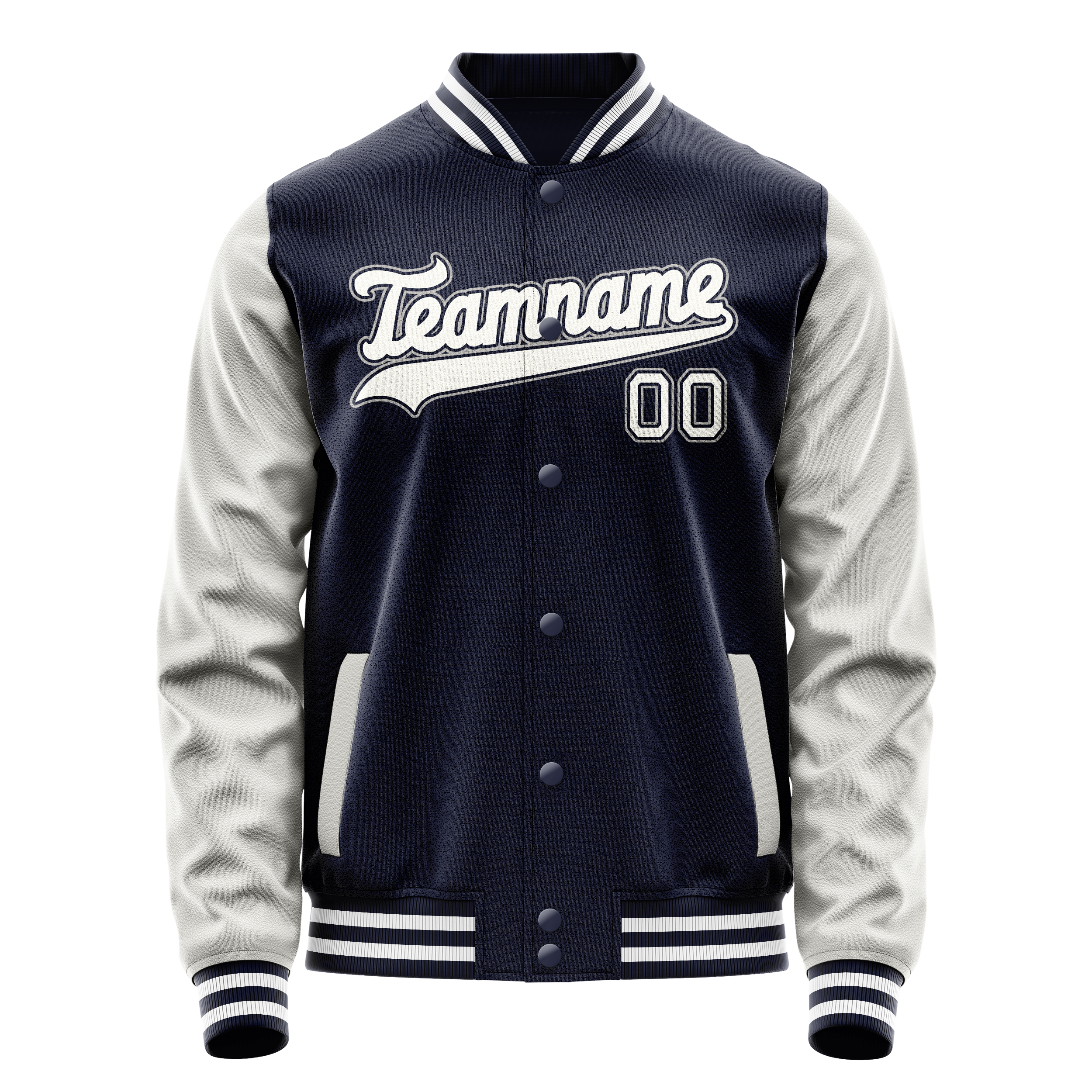 Personalized Navy & Gray Solid Color Varsity Letterman Jacket