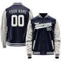 Personalized Navy & Gray Solid Color Varsity Letterman Jacket
