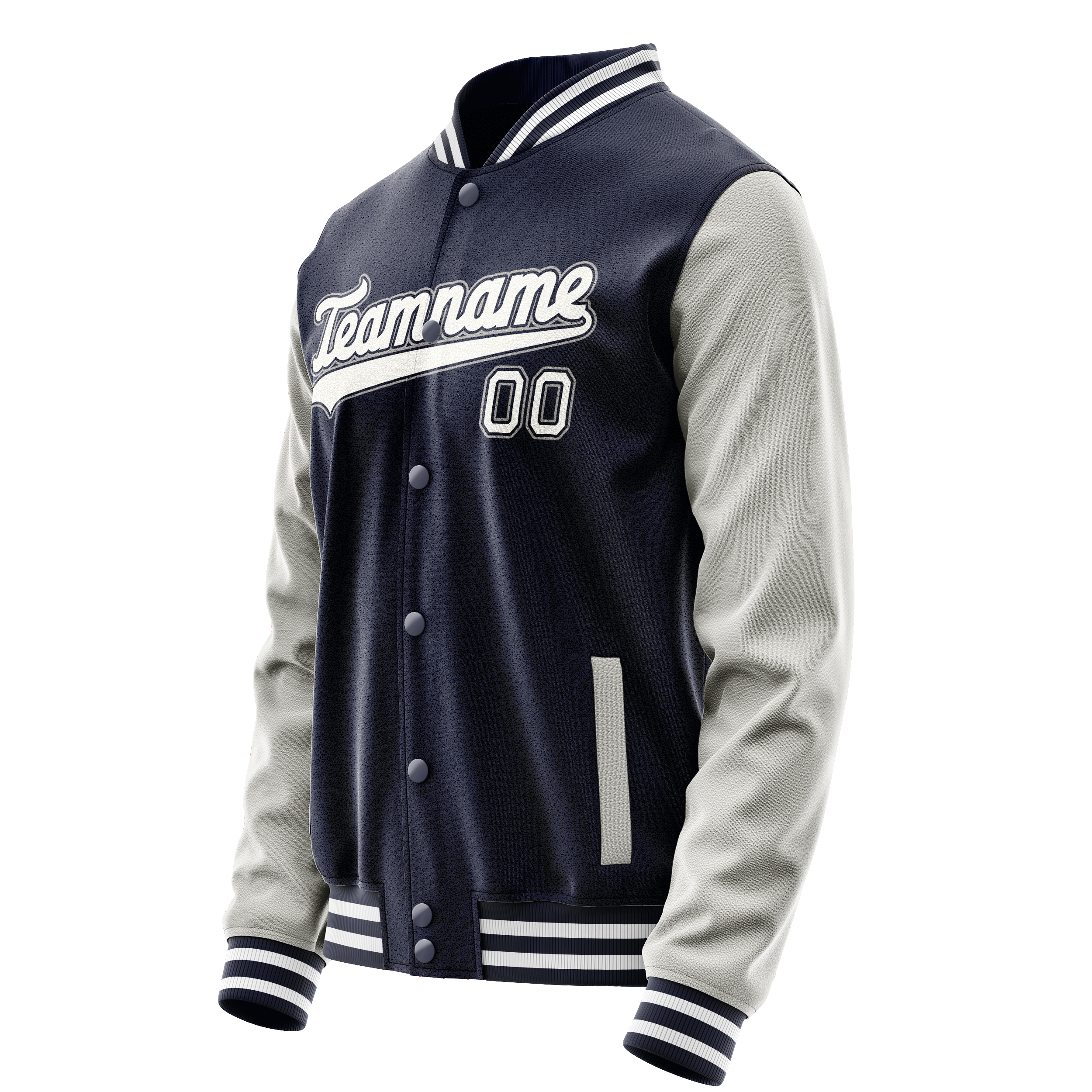 Personalized Navy & Gray Solid Color Varsity Letterman Jacket