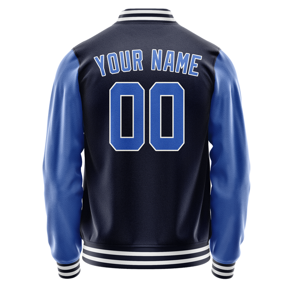 Personalized Navy & Blue Solid Color Varsity Letterman Jacket