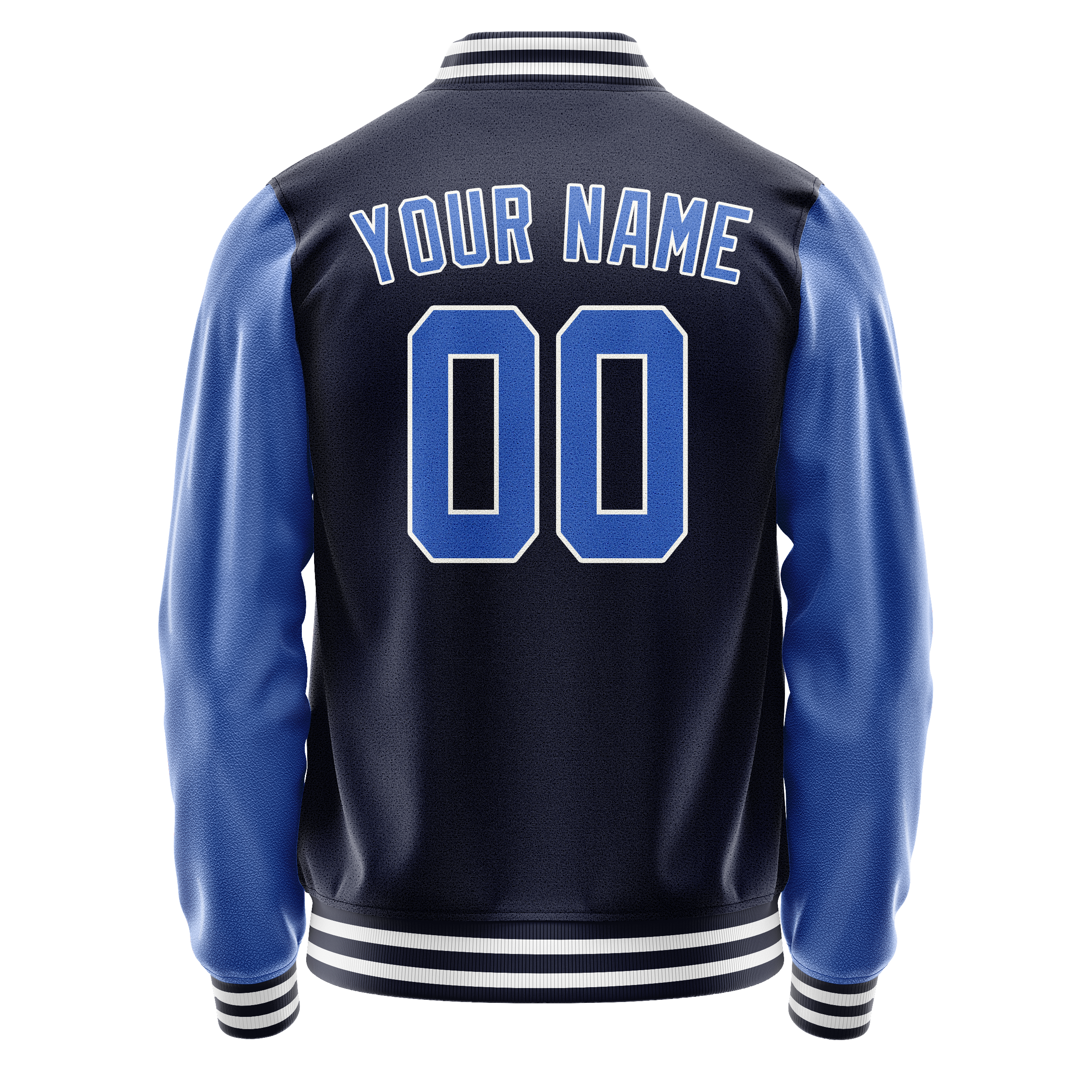 Personalized Navy & Blue Solid Color Varsity Letterman Jacket
